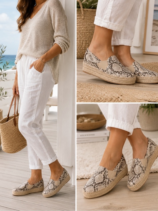 Circus by Sam Edelman Shoes - NIB Women’s Snakeskin Espadrille Platform Loafers | Slip-On Casual Flats